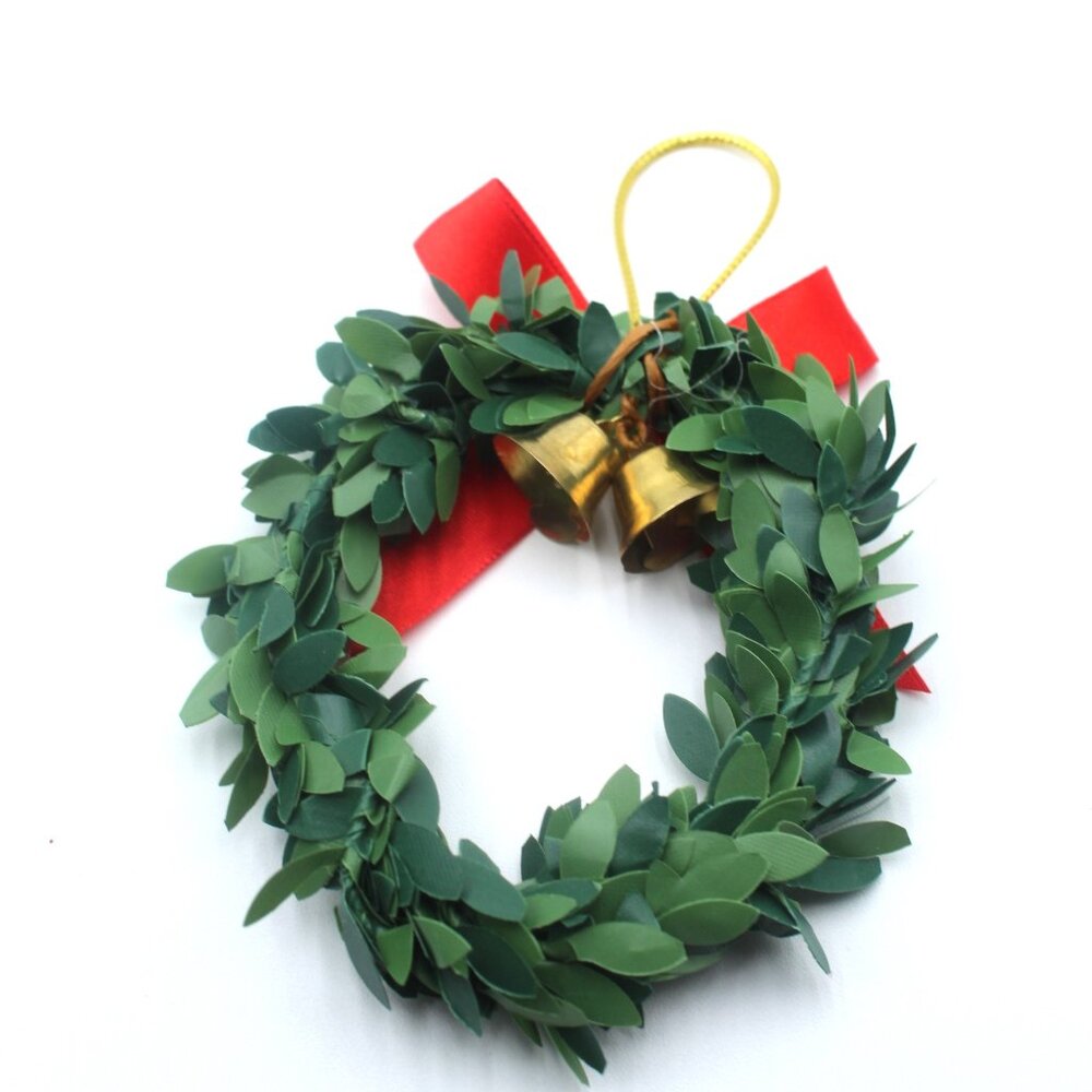 Artificial Mini 3.75" Christmas Wreath Hanging Ornament With Jingle Bells